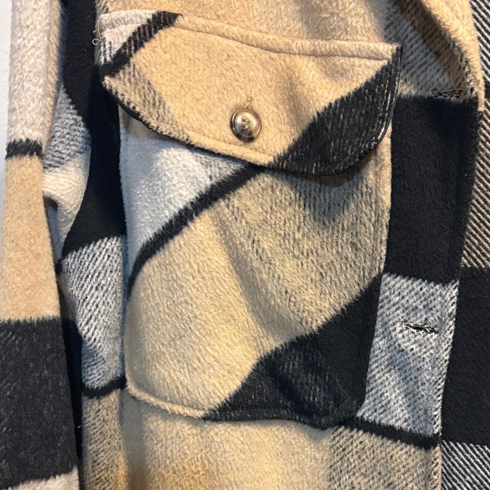 Plaid Jacket - Black, White, Tan - Picture 3 of 5